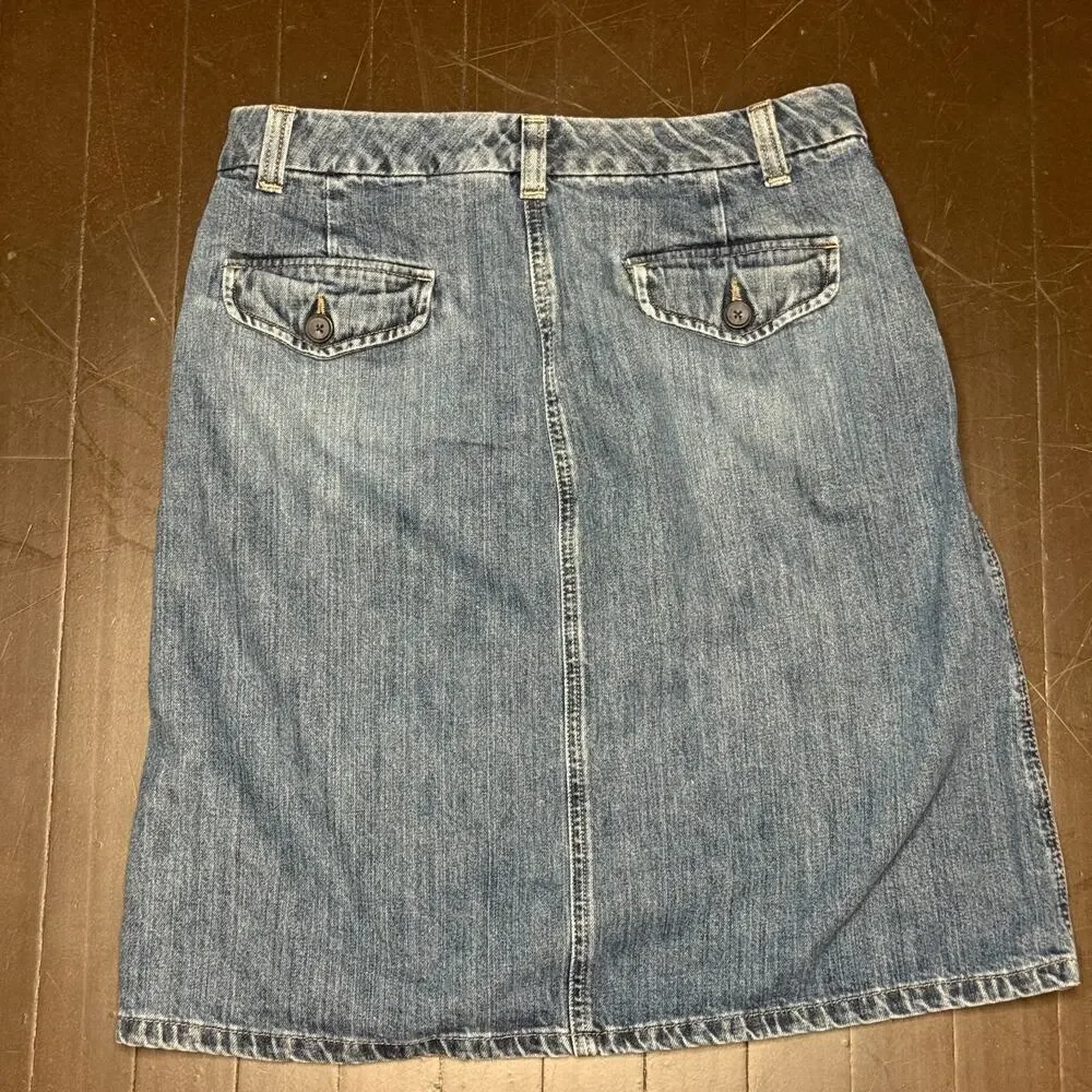 Eddie Bauer Denim Jean Skirt Women’s 8 Blue Mid-Length Classic Casual Minimalist